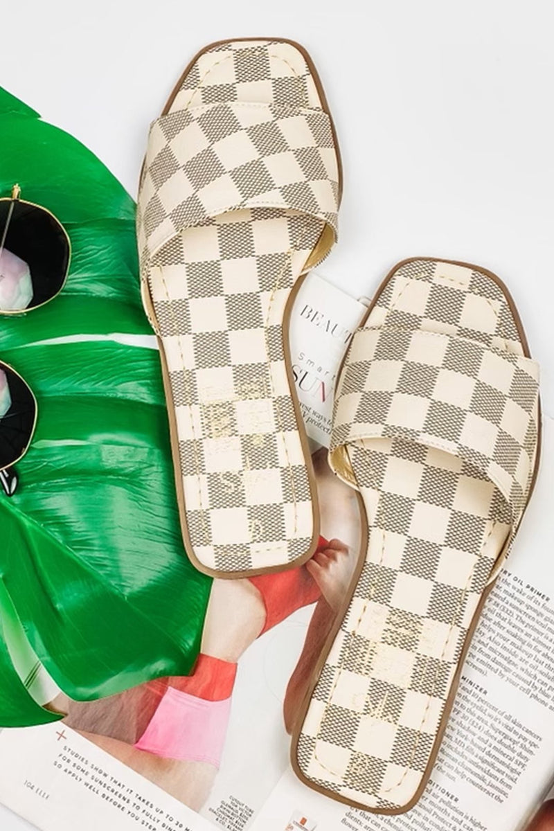 Island Vibes Checkered Sandals – Gabelle Apparel