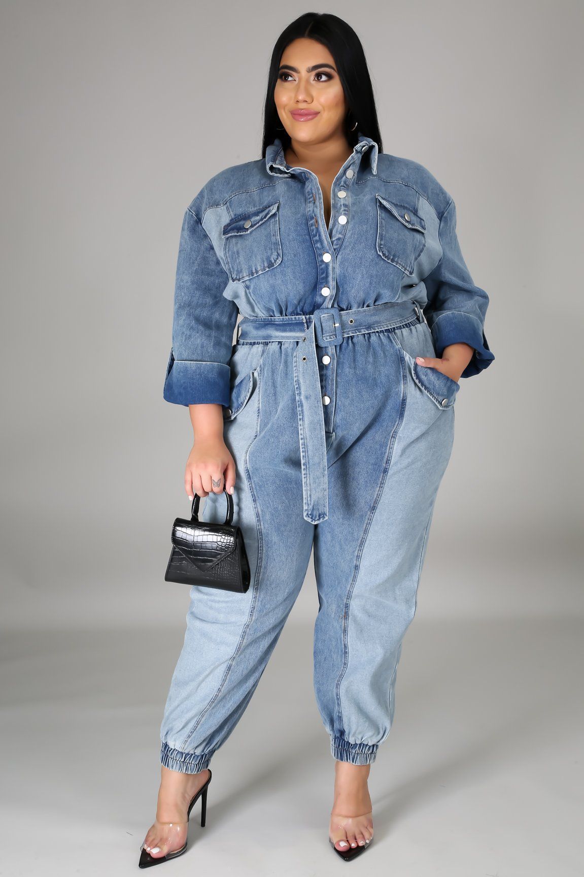 Plus cheap denim jumpsuit